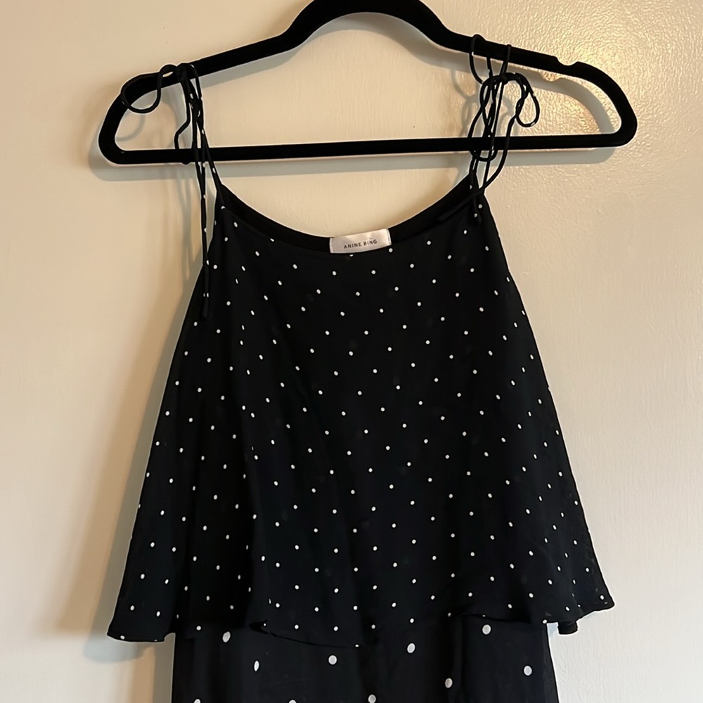 Anine Bing Black and White Polka Dot Midi Dress - Picture 3 of 8
